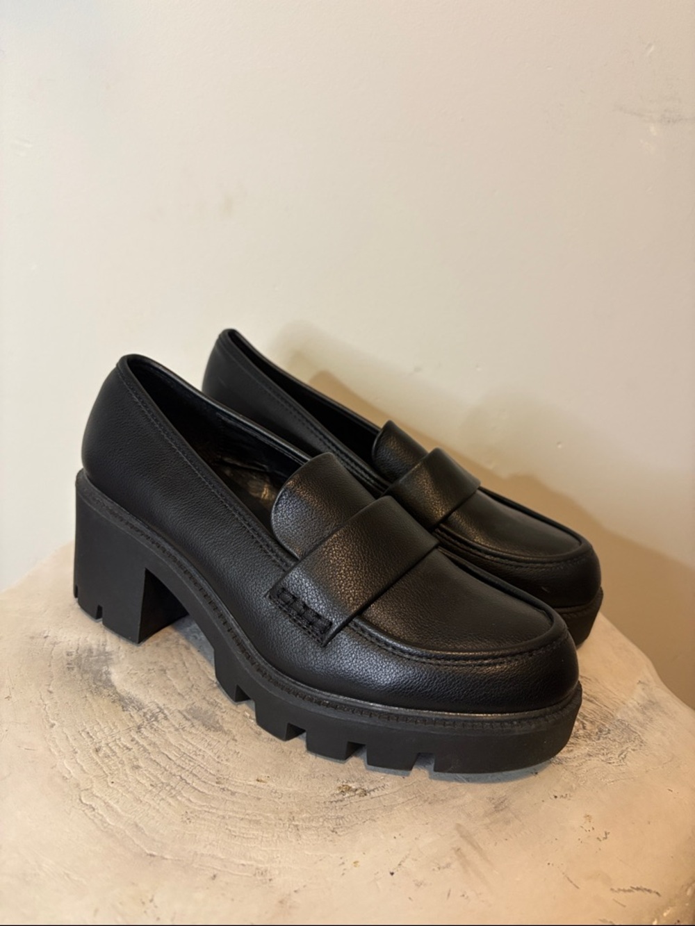 DV by Dolce Vita Black Platform Lug Sole Loafers